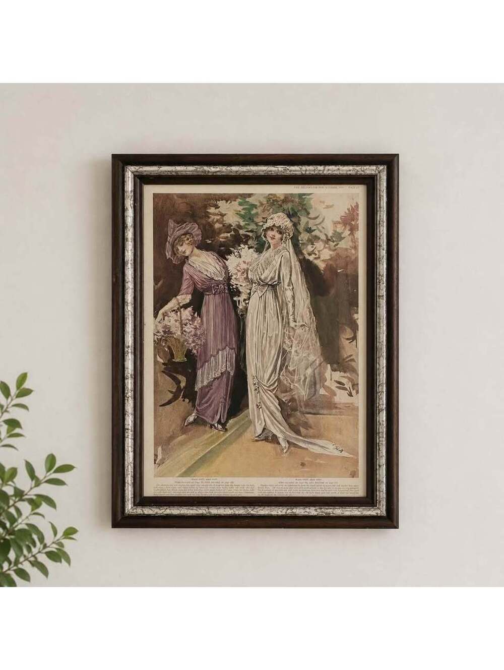 Antique 1913 The Delineator Edwardian Fashion Illustration Framed Art